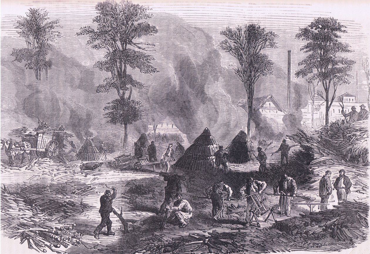 Fabrication de charbon de bois pour la poudre à canon, Histoire de la guerre entre la France et l