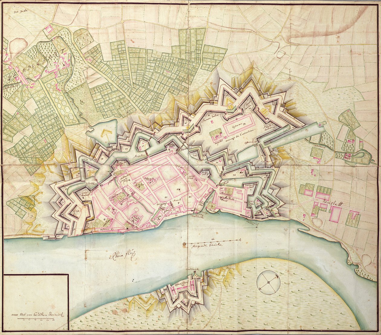 Carte de Düsseldorf, 1736 - German School