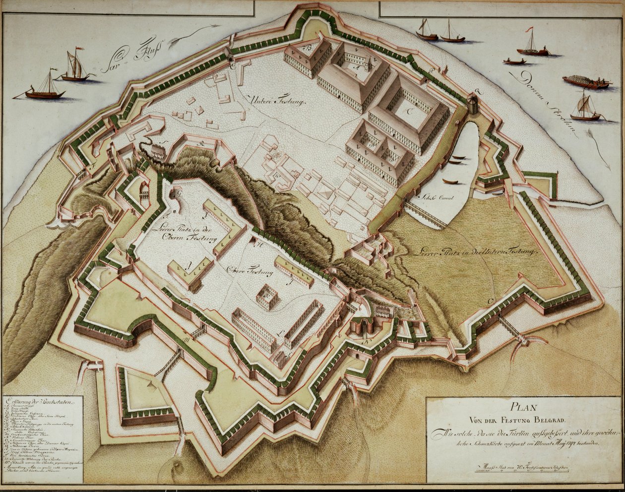 Carte de la forteresse de Belgrade après sa conquête par le maréchal Gideon Freiherr von Laudon ... - German School