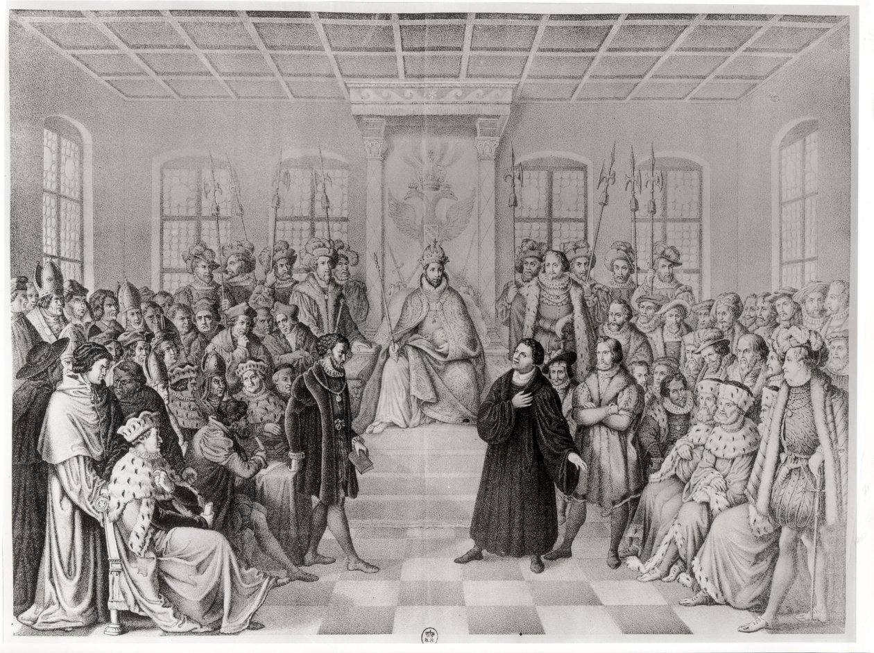 Martin Luther devant Charles V (1500-58) à la Diète de Worms, 16 avril 1521, de 