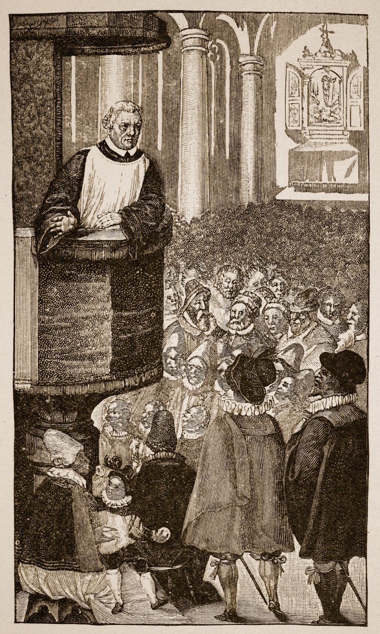 Martin Luther prêchant, vers 1517 - German School