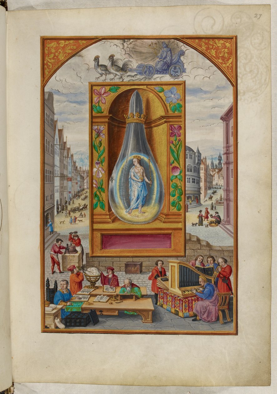 Ms Harley 3469, f.27 Une reine dans une fiole, le Quatrième Traité, de 