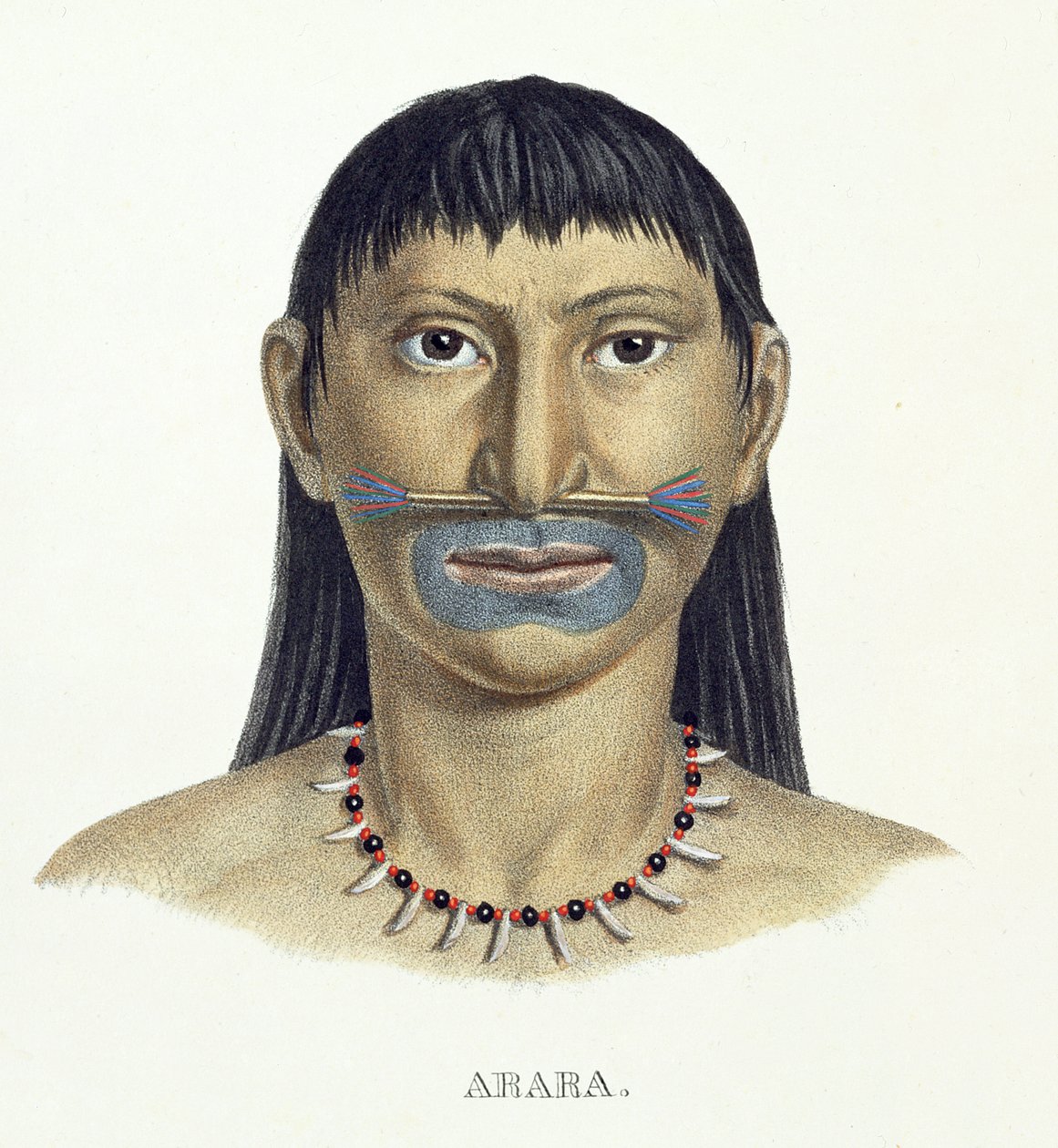 Homme natif de la tribu Arara avec peinture faciale bleue, de l