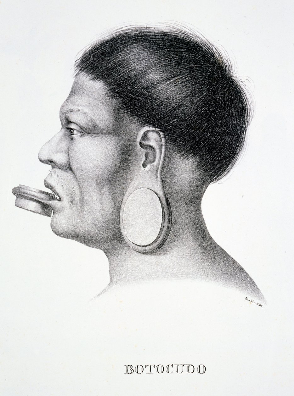 Homme natif de la tribu Botocudo, avec décoration faciale, de l