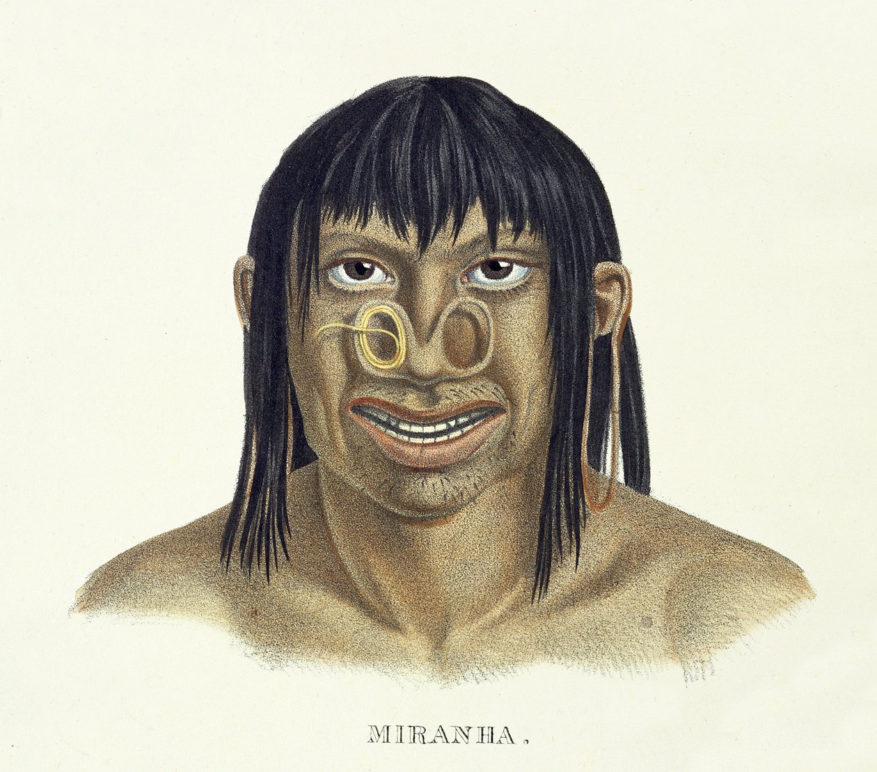 Homme natif de la tribu Miranha, avec décoration nasale, de l