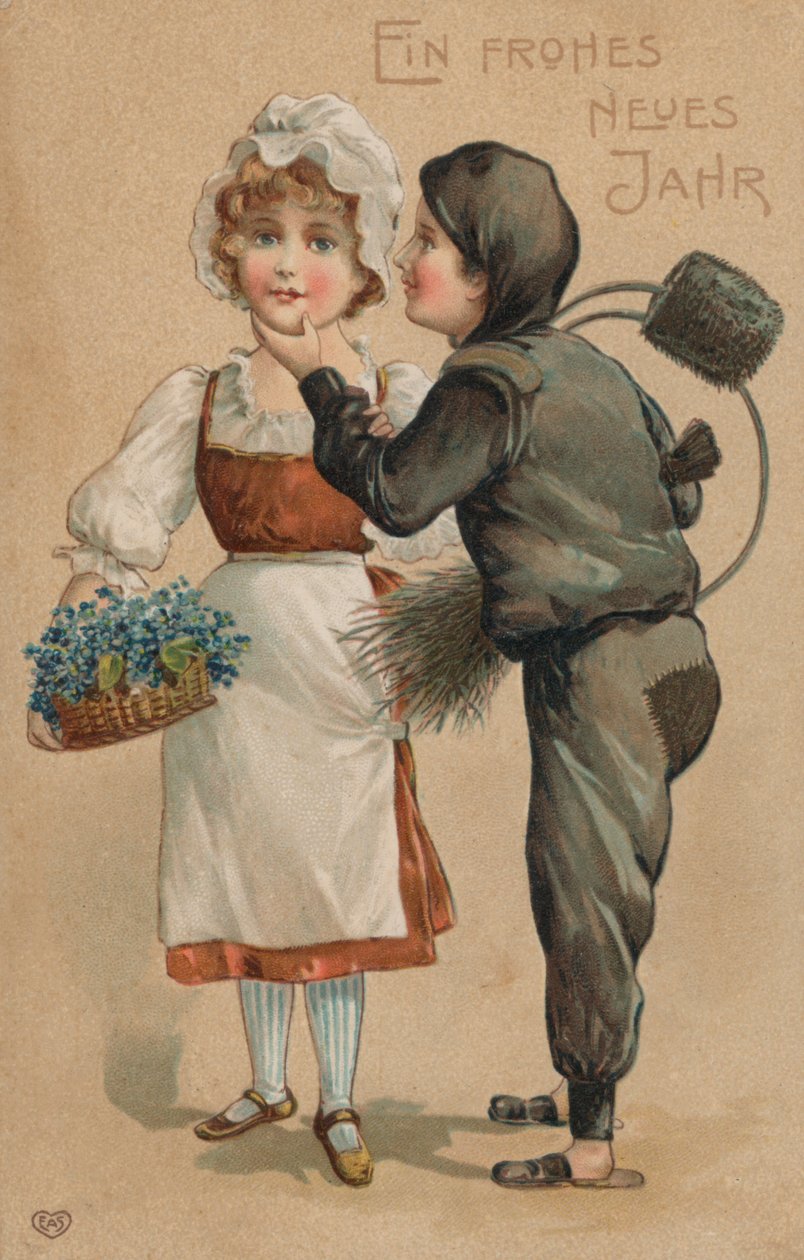 Carte du Nouvel An (lithographie couleur) - German School