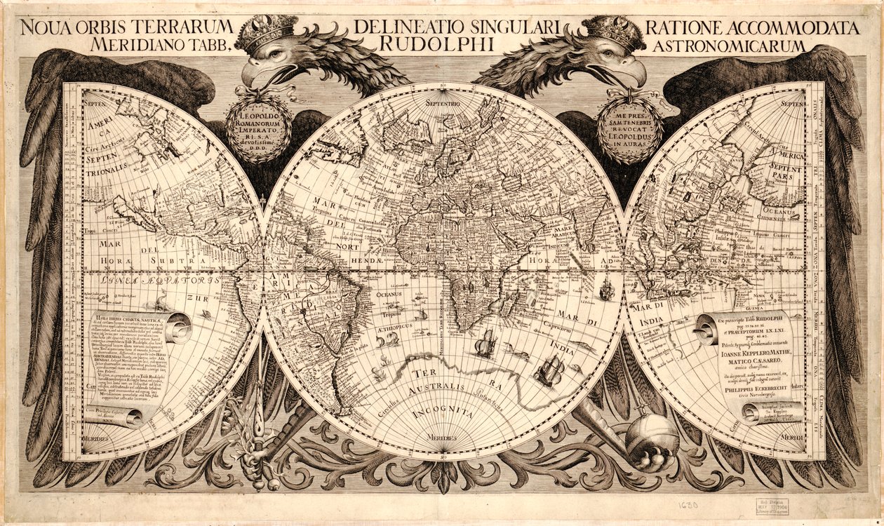 Nova orbis terrarum, de "Tabulae Rudolphinae" par Johannes Kepler, 1627-30 - German School
