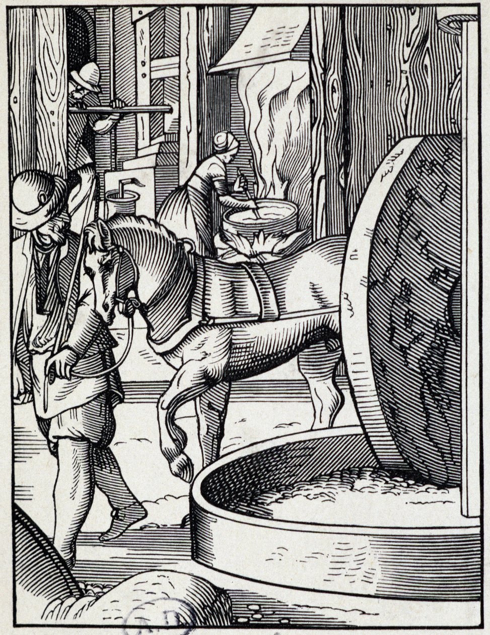 Presse à huile - Gravure allemande - German School