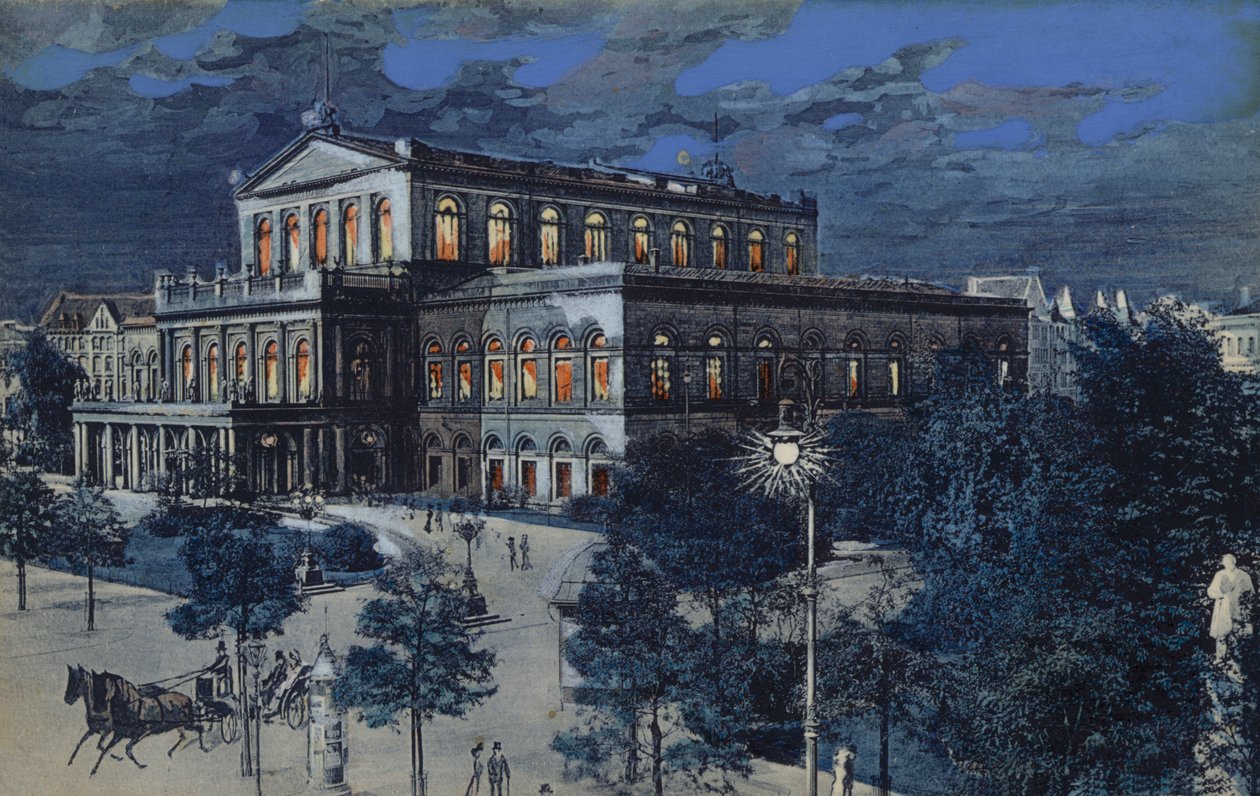 Opéra, Hanovre, Allemagne (lithographie couleur) - German School