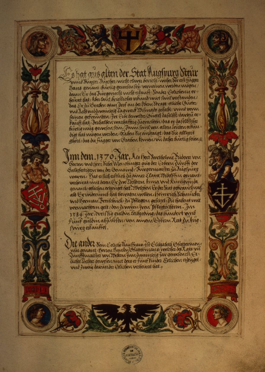 Page du Geheim Ehrenbuch des Fuggerschen Geschlechts - German School