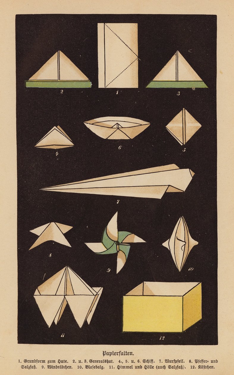 Pliage de papier (lithographie couleur) - German School