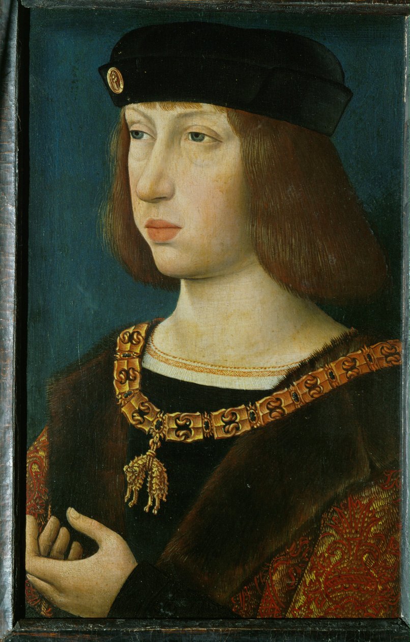 Philipp der Schoene, fils de Maximilien Ier et de Marie de Bourgogne ... (peinture sur bois) - German School