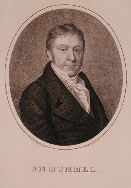 Portrait de Johann Nepomuk Hummel, gravé par F. Fleischmann - German School