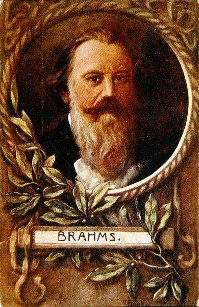 Carte postale représentant Johannes Brahms (1833-97) vers 1910 - German School