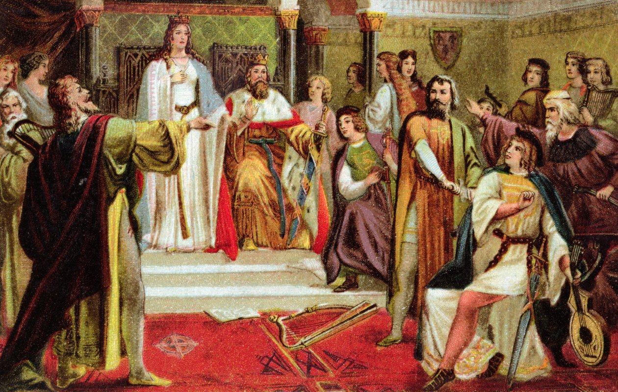 Carte postale avec une scène de Tannhäuser par Richard Wagner (1813-83), vers 1900 - German School