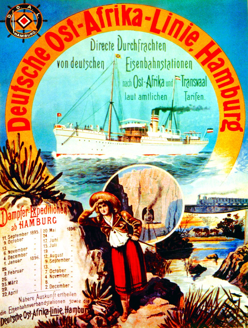 Affiche publicitaire pour la German East Africa Line, Hambourg, 1895 - German School
