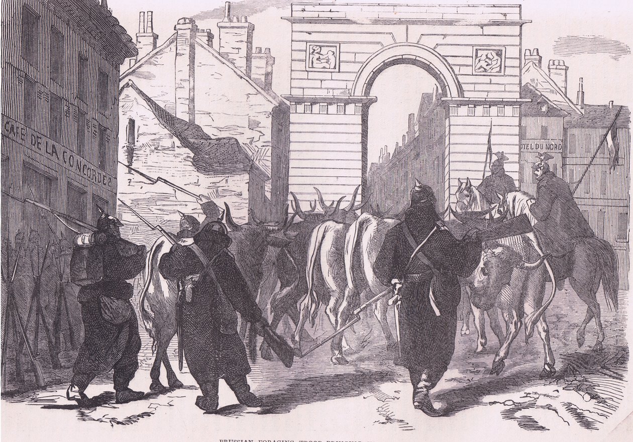 Troupes de fourrage prussiennes ramenant du bétail, Histoire de la guerre entre la France et l