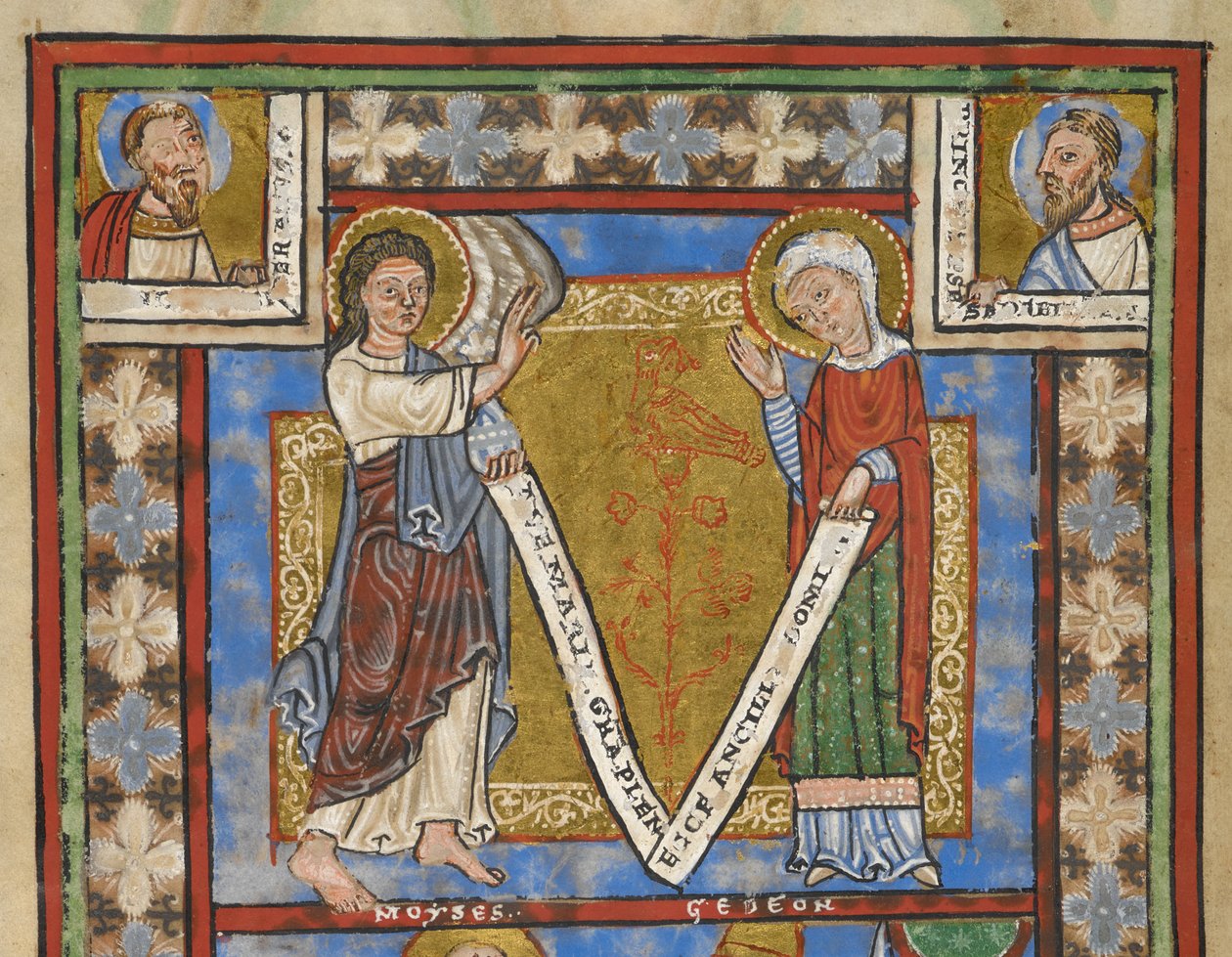 Fragment de psautier "Psautier de Henri le Lion", f.7v, détail avec Annonciation, vers 1168-89 - German School