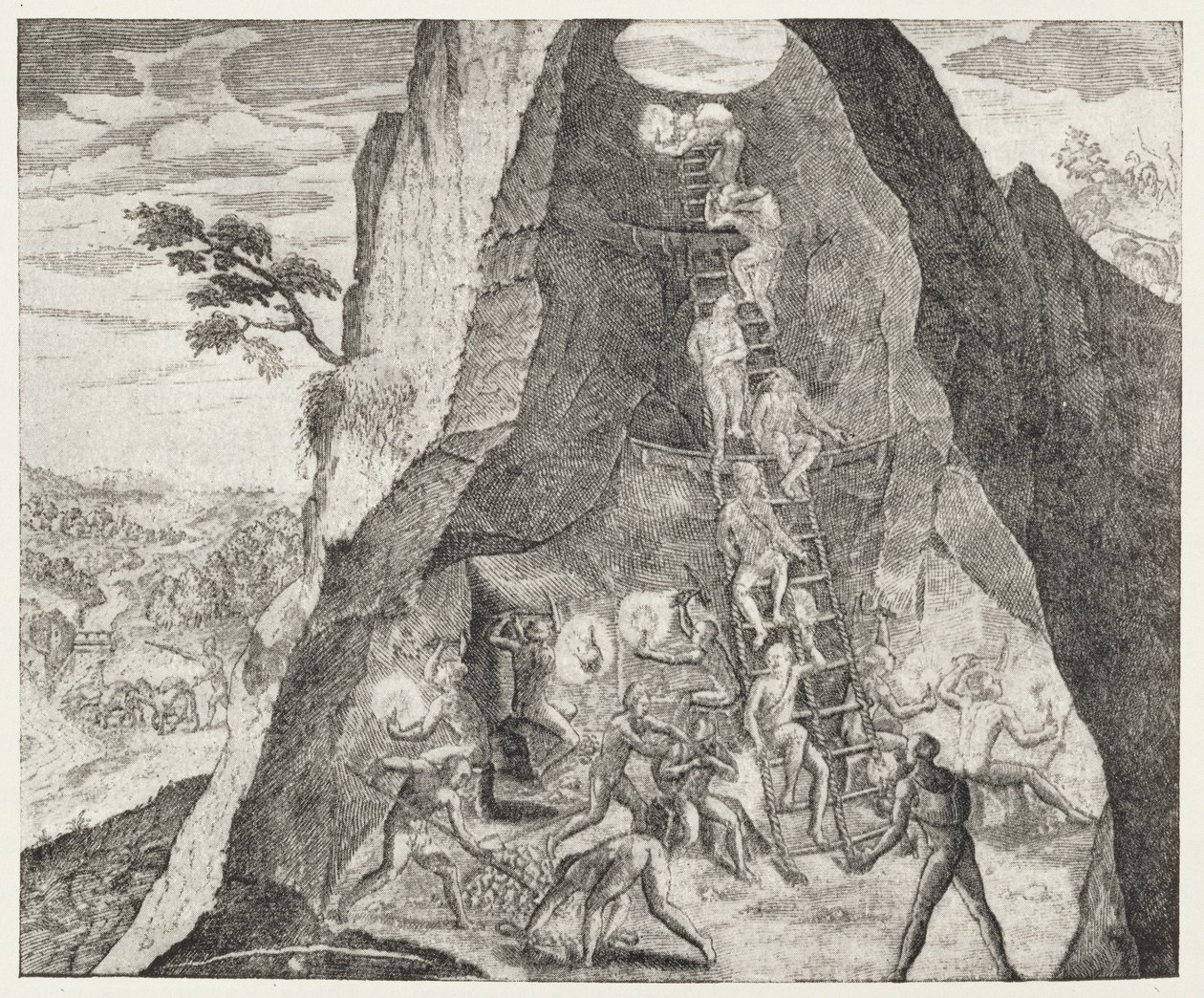 Image pittoresque des travailleurs dans les mines de Potosi, de 