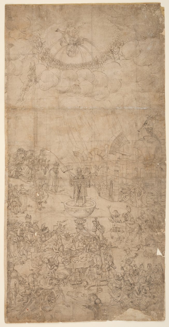 Allégorie religieuse avec les sept sacrements et les sept péchés capitaux - German School