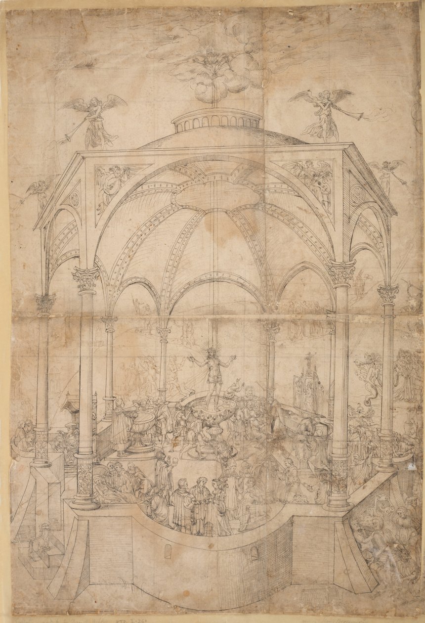 Allégorie religieuse avec les sept sacrements et les sept péchés capitaux - German School