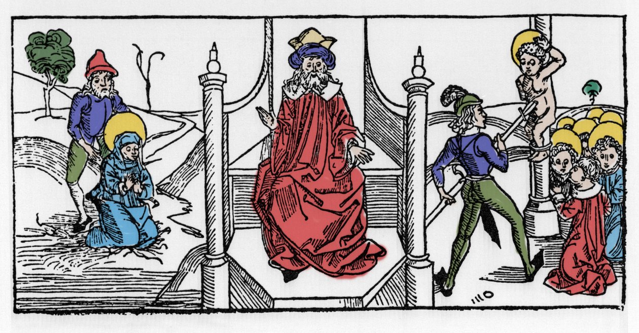 Représentation du martyre de Sainte Symphorose, chrétienne du IIe siècle, et de ses sept fils, sous le règne de l