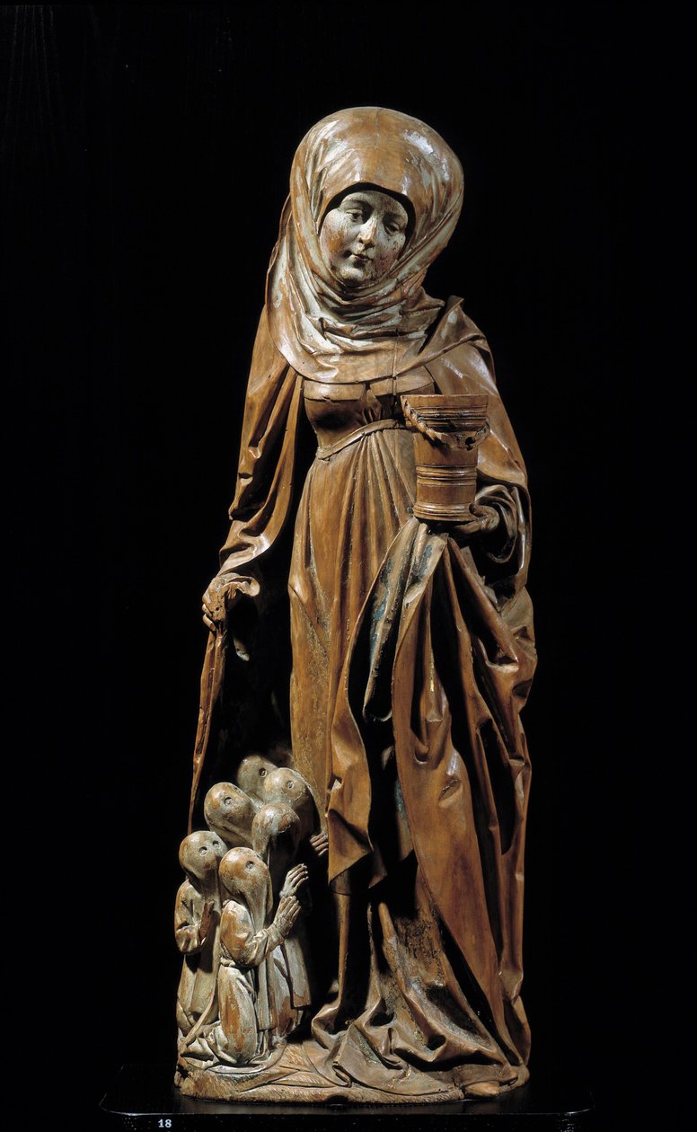 Sainte Marthe et les pénitents Sculpture en bois polychrome - German School