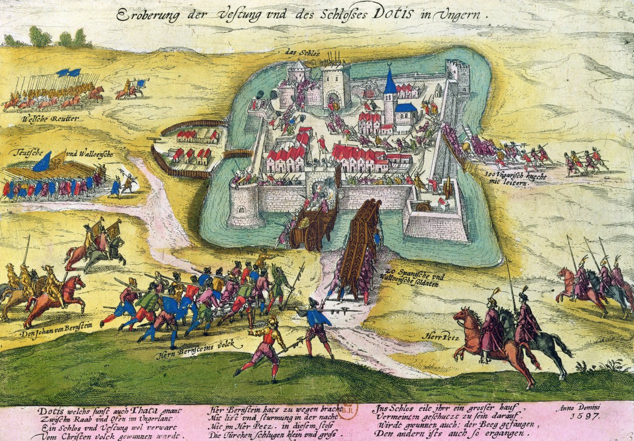 Siège du château de Tata en 1597 - German School