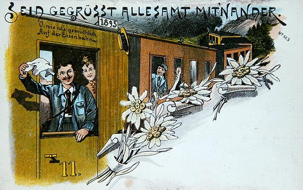 Carte postale souvenir, vers 1900 (lithographie en couleur) - German School