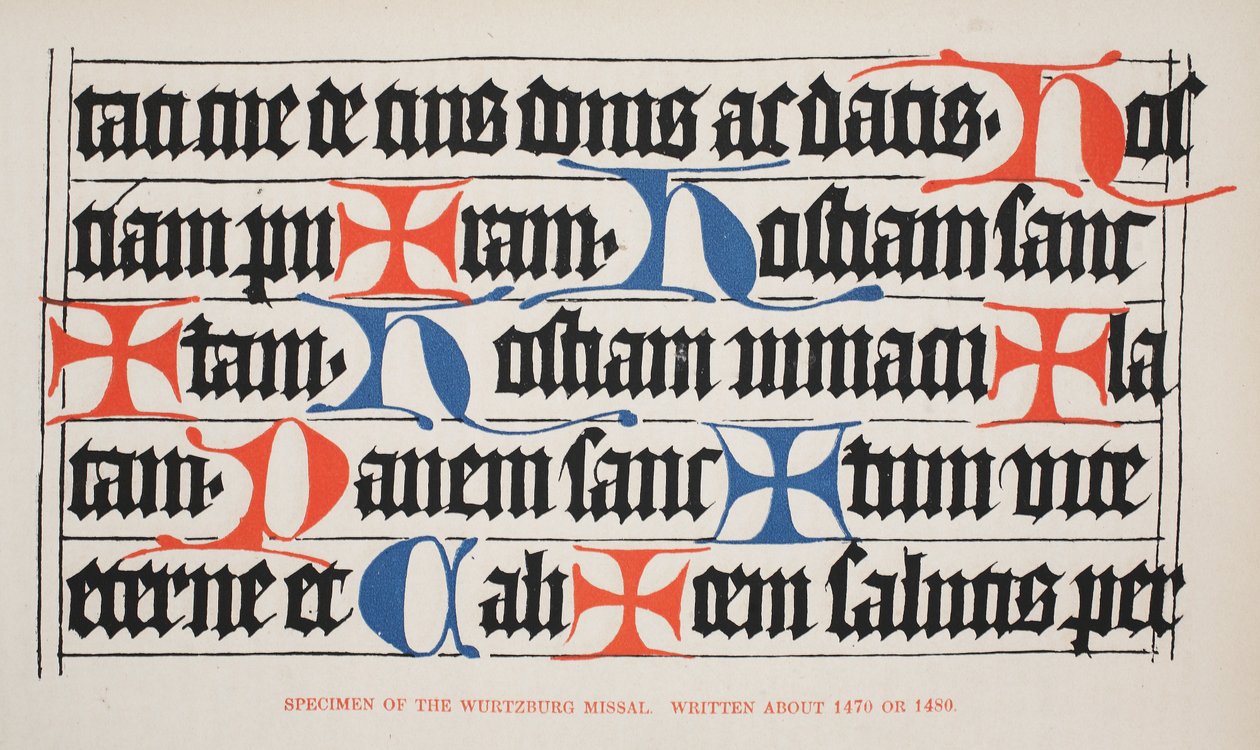 Spécimen du Missel de Wurtzburg, écrit vers 1470 ou 1480 - German School