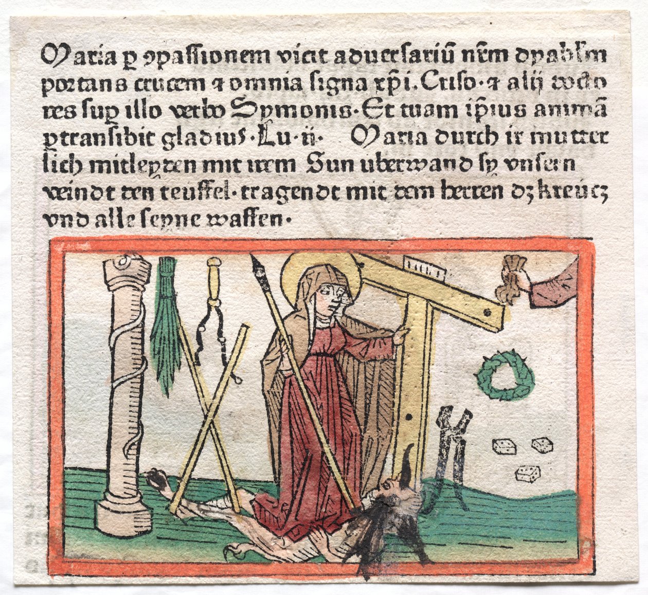 Spiegel Menslicher Behaltnis : La Vierge Marie surmontant un diable, 1400s - German School