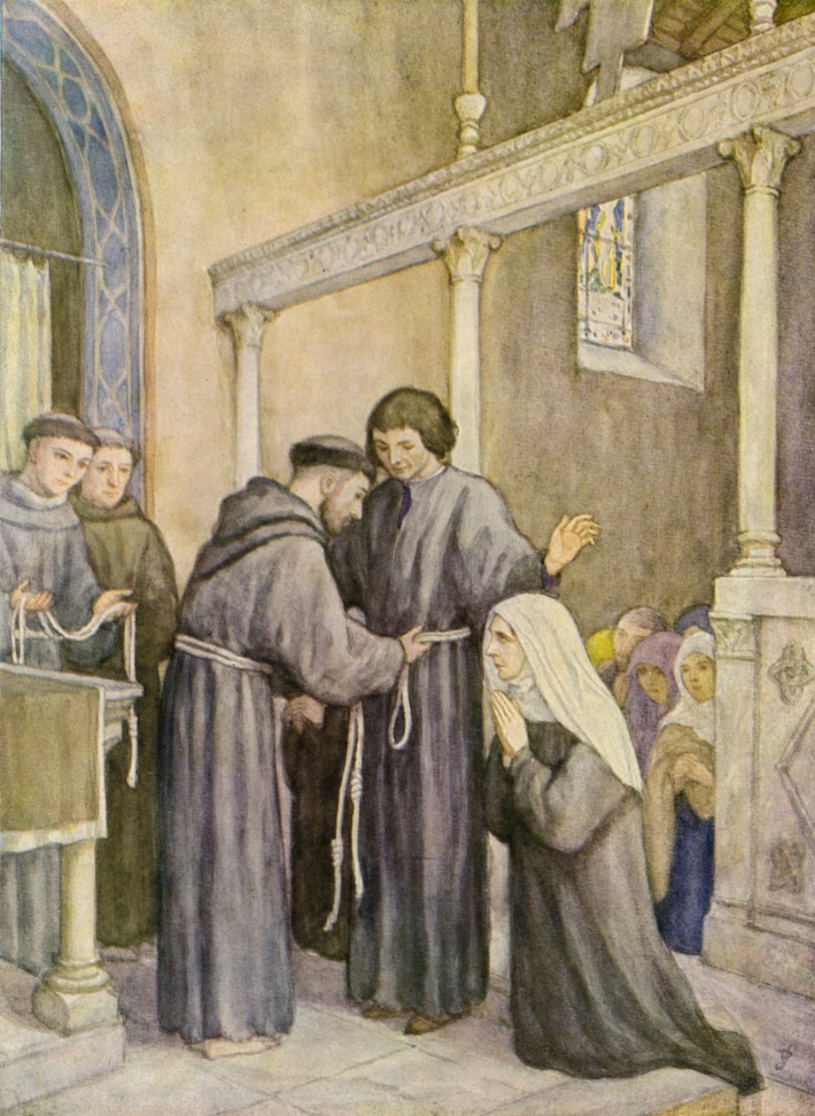 Saint François et la fondation du Tiers Ordre (lithographie couleur) - German School
