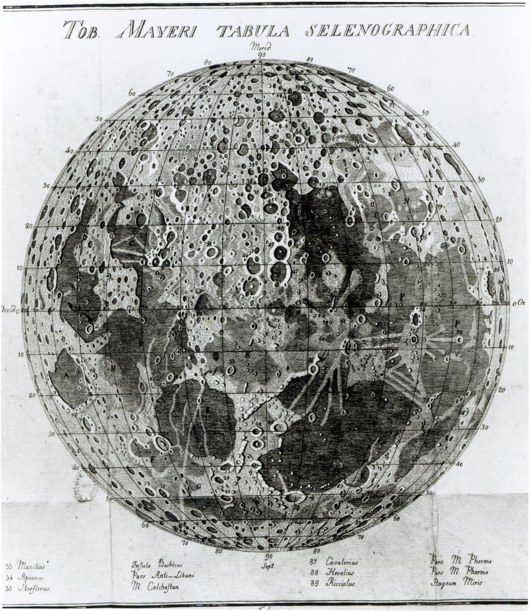 Surface de la Lune, illustration de Selenotopographische Fragmente par Johann Hieronymus Schroeter, publié en 1791 - German School