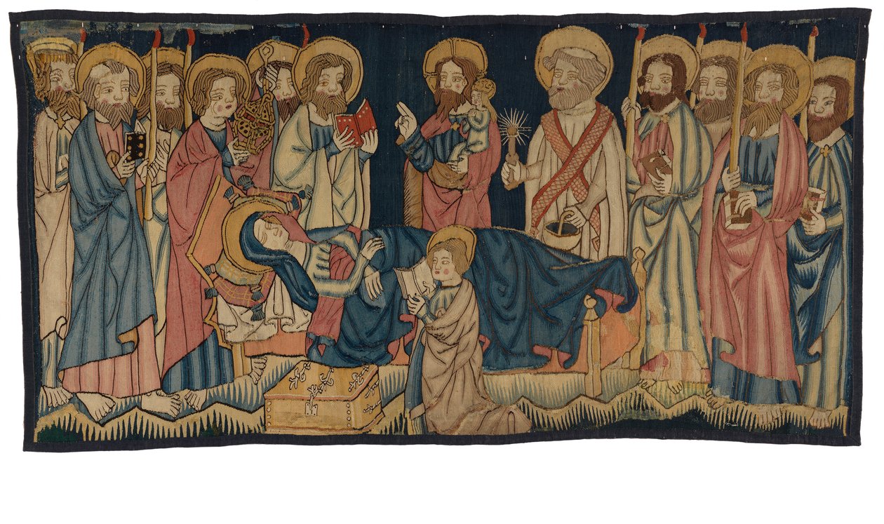 Panneau de tapisserie représentant la Mort de la Vierge, du Moyen-Rhin, possiblement Trèves, milieu du 15ème siècle - German School