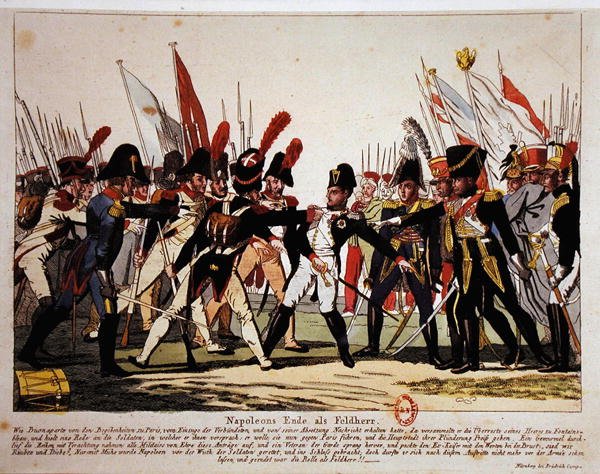 La fin de Napoléon (1769-1821) en tant que général en 1815 (lithographie en couleur) - German School
