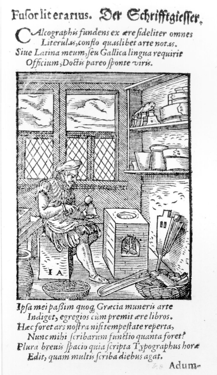 Le Graveur de Plaques de Lettres, publié par Hartman Schopper - German School