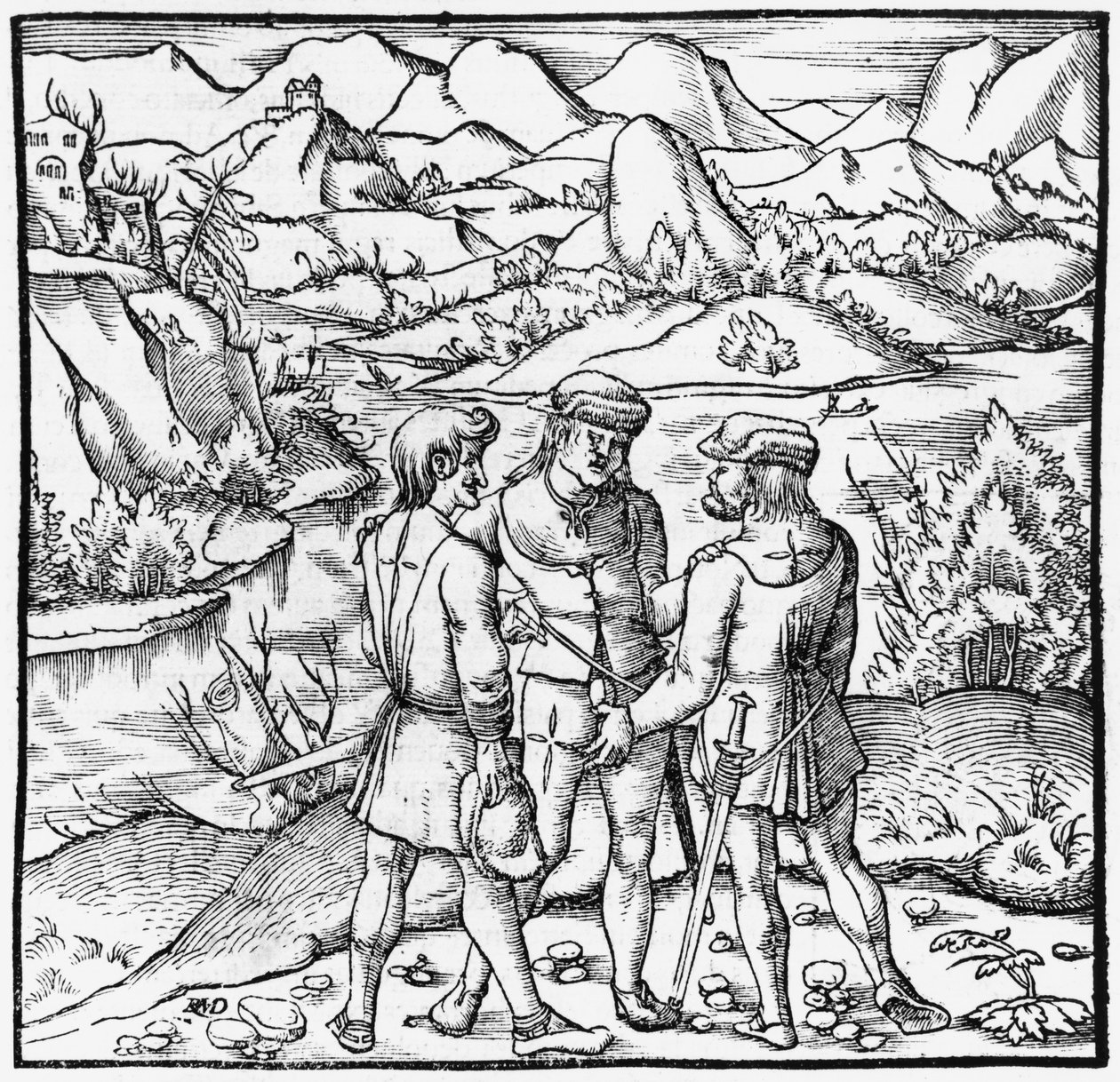 Le Serment du Grütli, illustration de Cosmographie Universelle par Sébastien Munster (1488-1552) Bâle, publié en 1559 - German School