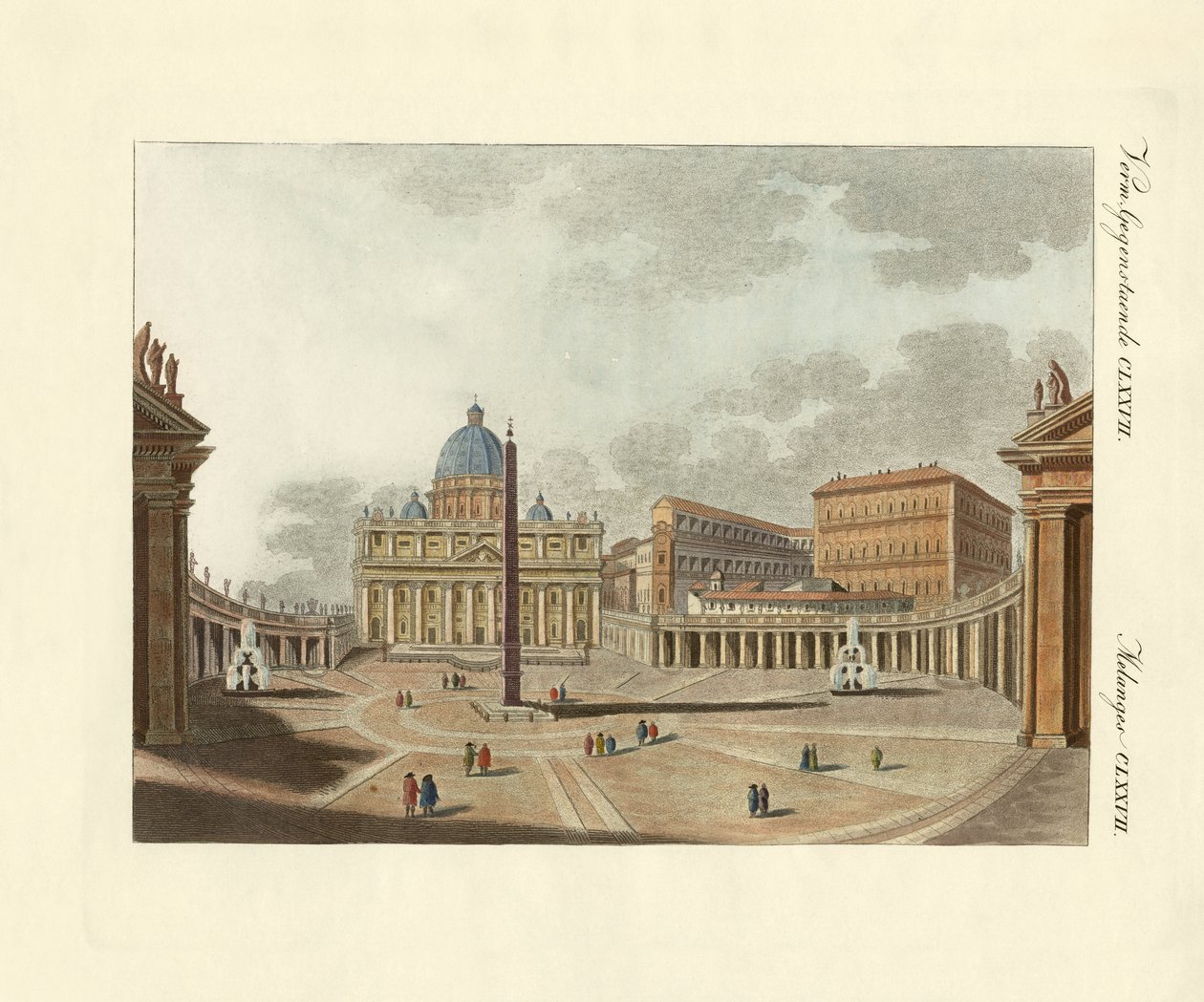 La cathédrale Saint-Pierre à Rome (gravure en couleur) - German School