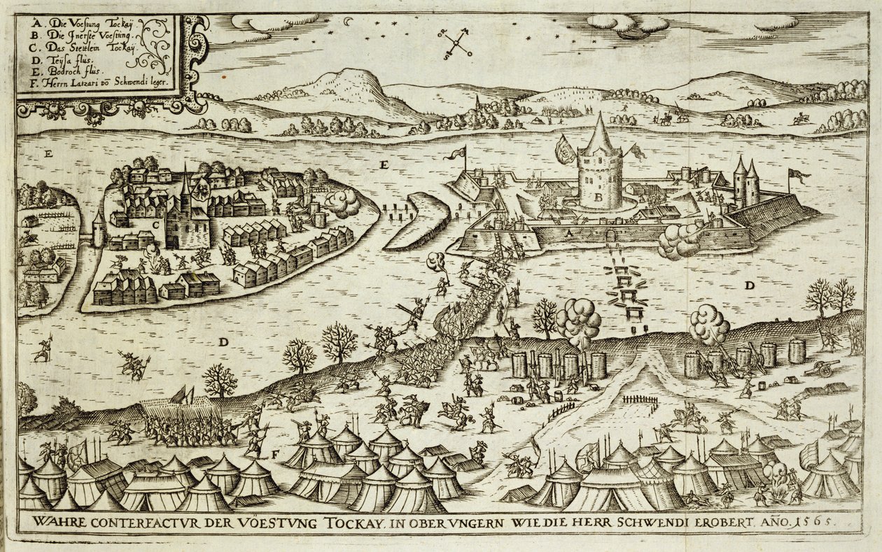 La Ville de Tokay reprise aux Turcs par Herr Schwendi en 1565, illustration tirée d
