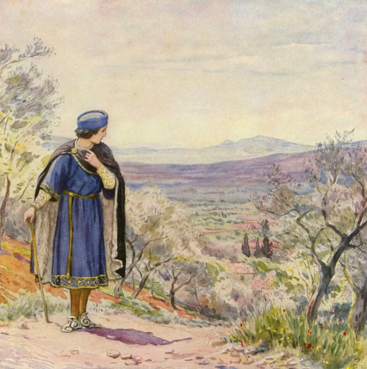 La désillusion du jeune saint François (lithographie couleur) - German School