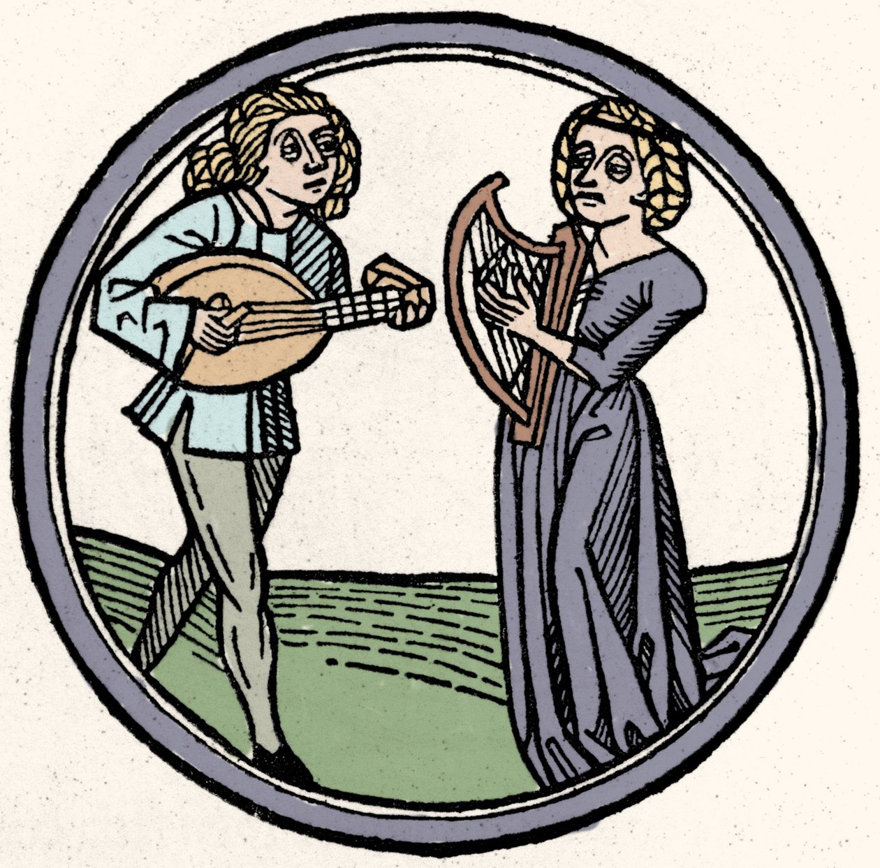 Les quatre tempéraments: flegmatique. Xylographie, Augsbourg 1480 - German School