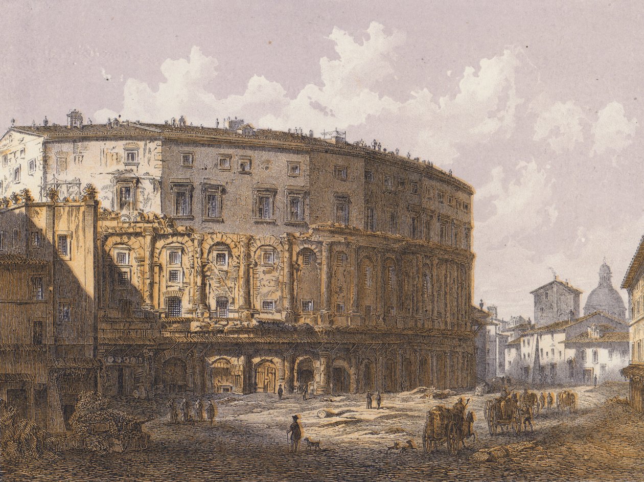 Théâtre de Marcellus, Rome (lithographie couleur) - German School