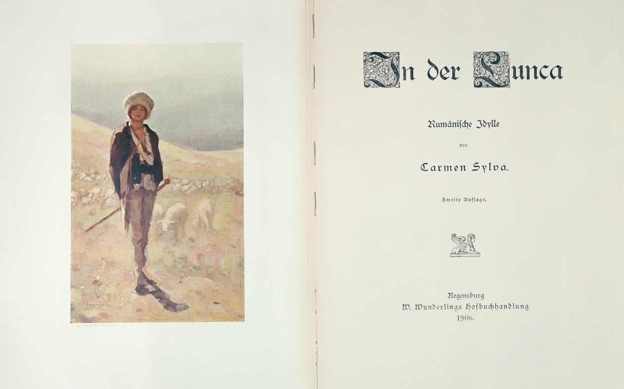 Page de titre du roman In der Lunca par Carmen Sylva, publié à Ratisbonne 1906 - German School