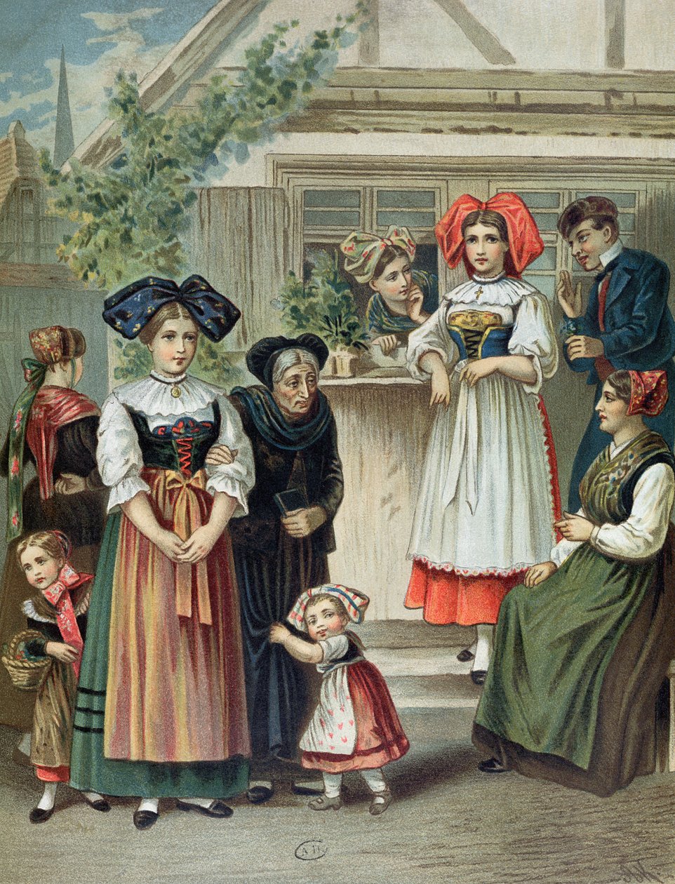 Costumes traditionnels de la région de Strasbourg, vers 1870-80 - German School