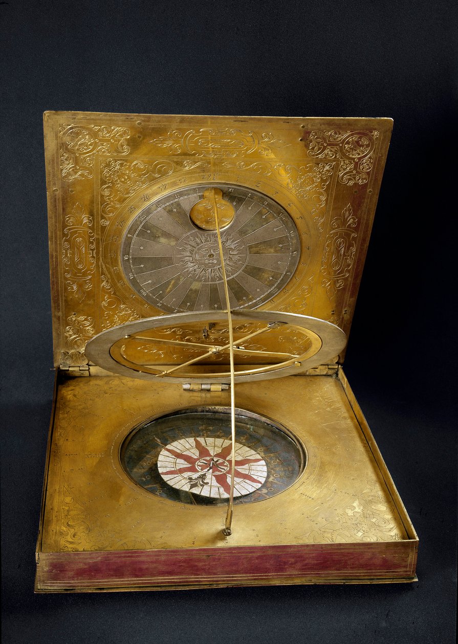 Horloge solaire universelle en cuivre, or, verre et papier fabriquée en Allemagne. Début du 17e siècle Florence, Istituto e Museo di Storia delle Scienze - German School