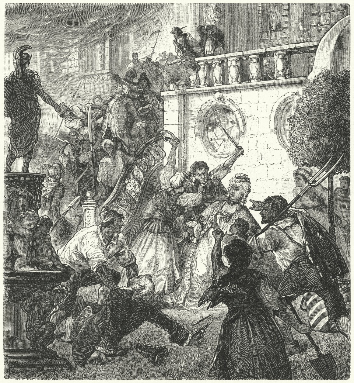 Soulèvement des paysans de la Révolution française (gravure) - German School