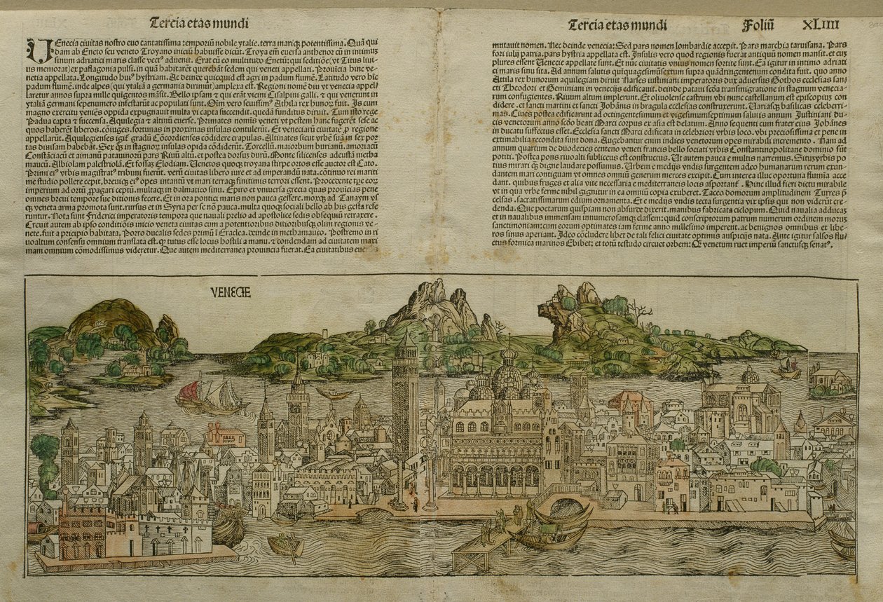 Vue de Venise, illustration du Liber Chronicarum par Hartmann Schedel publiée à Nuremberg, 1493 - German School