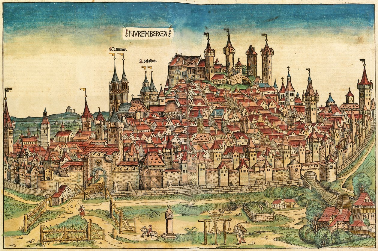 Vue de la ville de Nuremberg, publié dans la Chronique de Nuremberg, 1493 - German School