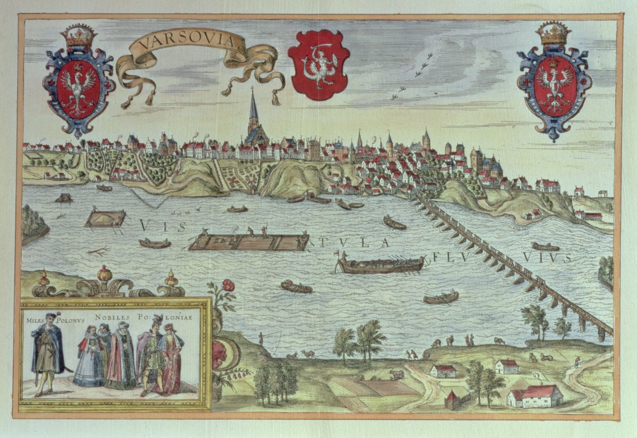 Vue de la ville de Varsovie au bord de la Vistule, de 