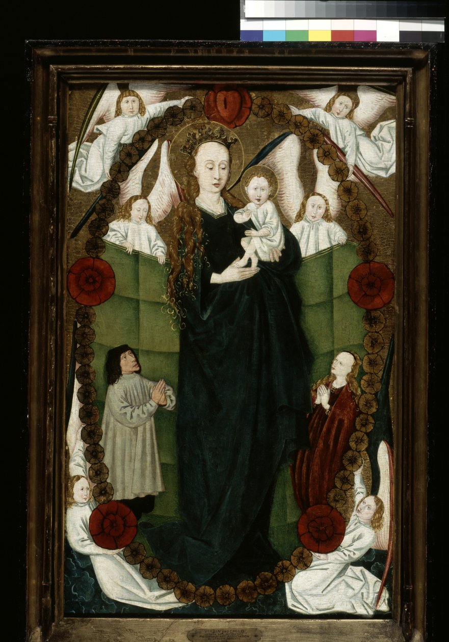 Vierge du Rosaire avec patrons et anges - German School